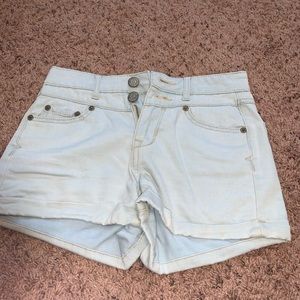 Light wash jean shorts